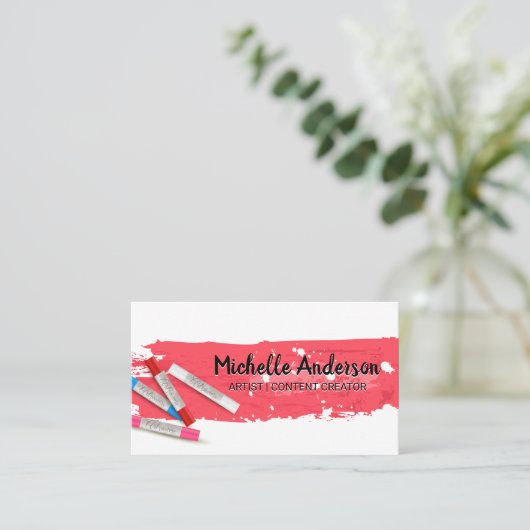 Kunstpenseelstreek Visitekaartje (Staand voorkant)