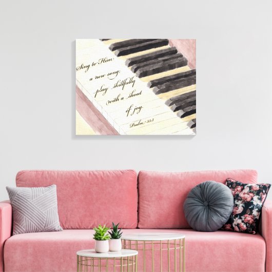 KunstpianoWaterverf en bijbelverse vormgeving met Canvas Afdruk (Insitu (Woonkamer))
