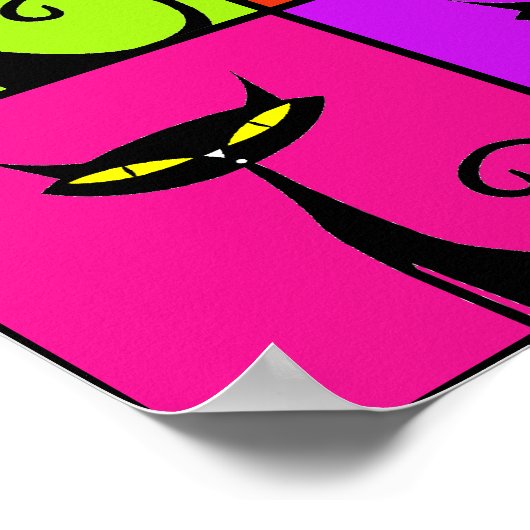 Kunstpleinen voor kleurrijke kattenkat Pop Poster (Hoek)