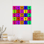 Kunstpleinen voor kleurrijke kattenkat Pop Poster (Keuken)