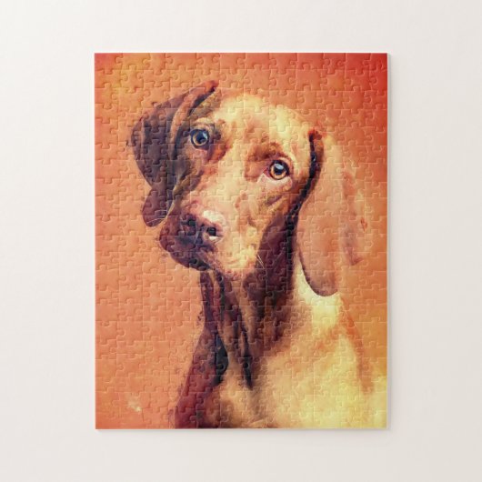 Kunstportret Hongaarse Vizsla Dog Legpuzzel (Verticaal)