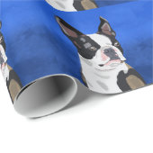 Kunstportret van Boston Terrier Dog Cadeaupapier (Rol Hoek)