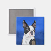 Kunstportret van Boston Terrier Dog Magneet (Voorkant / Achterkant)