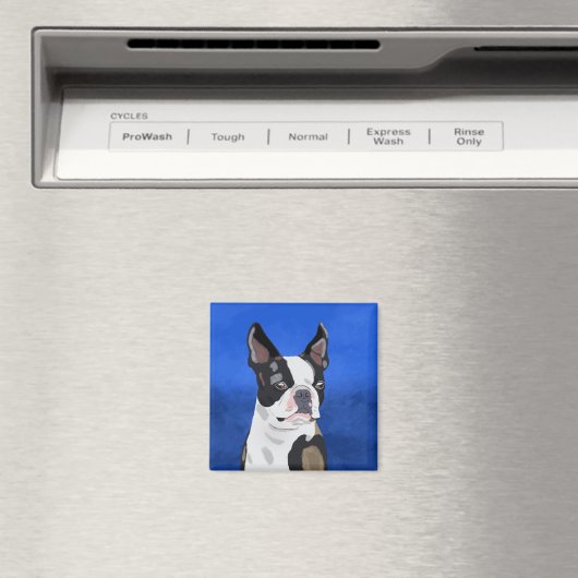 Kunstportret van Boston Terrier Dog Magneet (Insitu (Vaatwasser))