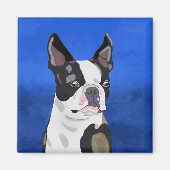 Kunstportret van Boston Terrier Dog Magneet (Voorkant)