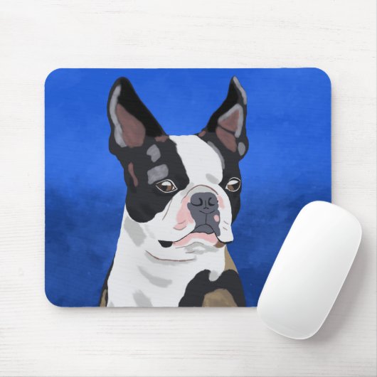 Kunstportret van Boston Terrier Dog Muismat (Met muis)