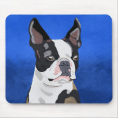 Kunstportret van Boston Terrier Dog Muismat (Voorkant)