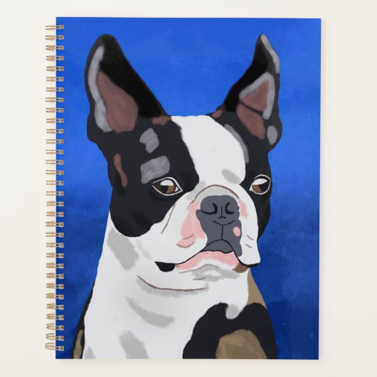 Kunstportret van Boston Terrier Dog Planner (Voorkant)