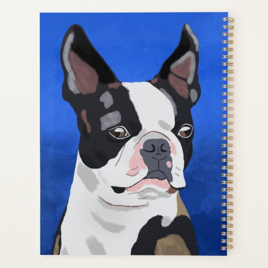 Kunstportret van Boston Terrier Dog Planner (Achterkant)