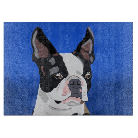 Kunstportret van Boston Terrier Dog Snijplank (Voorkant)