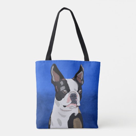 Kunstportret van Boston Terrier Dog Tote Bag (Achterkant)