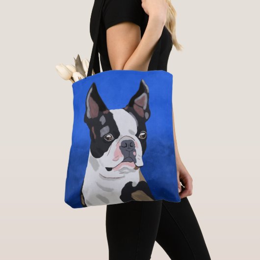 Kunstportret van Boston Terrier Dog Tote Bag (Dichtbij)