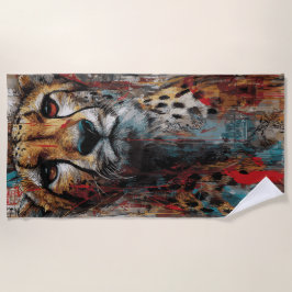 Kunstportret van Cheetah Street met urbane graffit Strandlaken