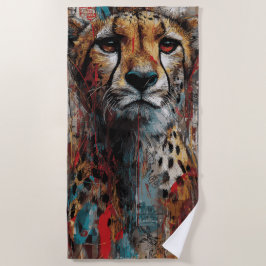 Kunstportret van Cheetah Street met urbane graffit Strandlaken