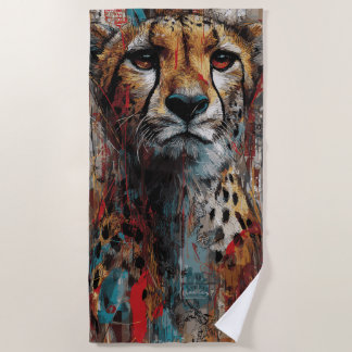 Kunstportret van Cheetah Street met urbane graffit Strandlaken
