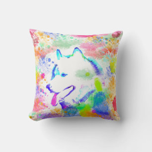 Kunstportret voor Alaskan Malamute Dog-Waterverf Kussen