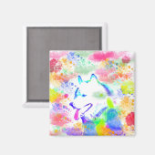 Kunstportret voor Alaskan Malamute Dog-Waterverf Magneet (Voorkant / Achterkant)