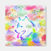 Kunstportret voor Alaskan Malamute Dog-Waterverf Magneet (Voorkant)