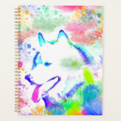 Kunstportret voor Alaskan Malamute Dog-Waterverf Planner (Voorkant)