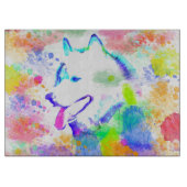 Kunstportret voor Alaskan Malamute Dog-Waterverf Snijplank (Voorkant)