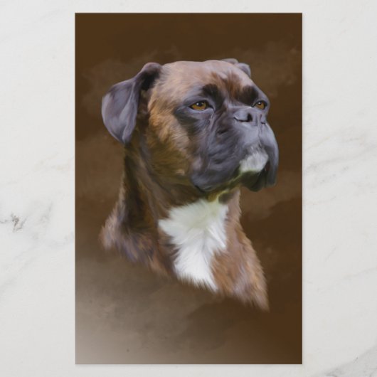 Kunstportret voor boxer Dog-olie Briefpapier (Voorkant)