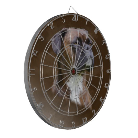 Kunstportret voor boxer Dog-olie Dartbord (Voorkant Links)