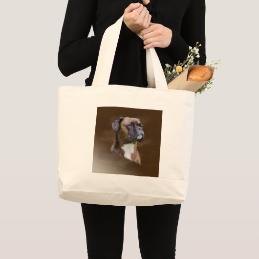 Kunstportret voor boxer Dog-olie Grote Tote Bag (Voorkant (product))