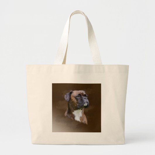 Kunstportret voor boxer Dog-olie Grote Tote Bag (Voorkant)