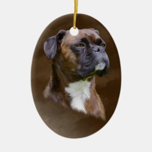 Kunstportret voor boxer Dog-olie Keramisch Ornament (Voorkant)