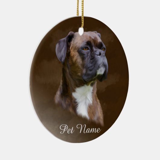 Kunstportret voor boxer Dog-olie Keramisch Ornament (Rechts)