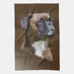 Kunstportret voor boxer Dog-olie Theedoek