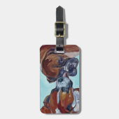 Kunstportret voor zoenen Boxer Dogs Bagagelabel (Voorkant verticaal)