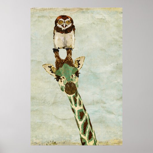 KunstPoster Bronze Giraffe & Owl Poster (Voorkant)