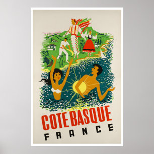 Kunstposter Franse Baskische kust Reis Strand Poster