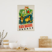 Kunstposter Franse Baskische kust Reis Strand Poster (Keuken)