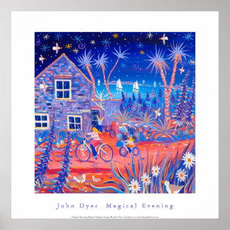 KunstPoster: Magische avond, strand Cottage Tresco Poster
