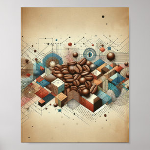 Kunstposter met koffiebonen poster