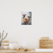 Kunstposter met kolibrie-schildering poster (Keuken)
