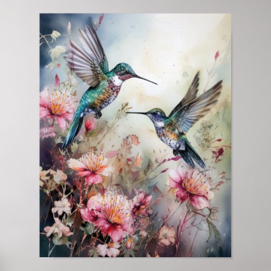 Kunstposter met kolibrieschildering poster (Voorkant)