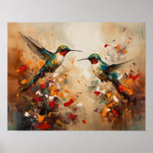 Kunstposter met kolibrieschildering poster