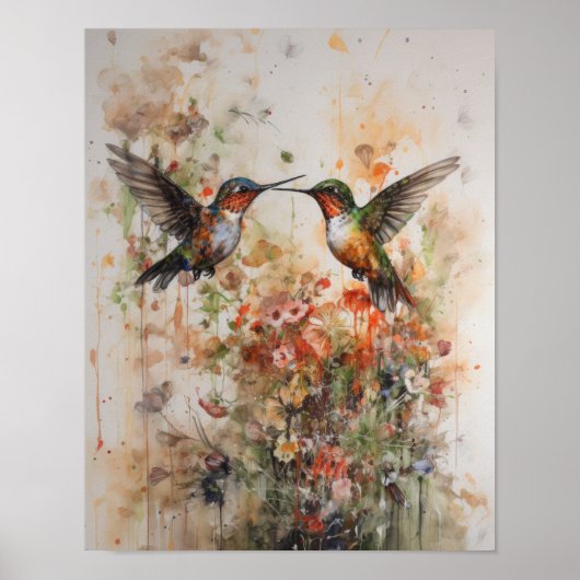 Kunstposter met kolibrieschildering poster (Voorkant)