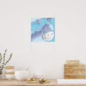Kunstposter met pony voor kinderen babyblauw vierk poster (Keuken)