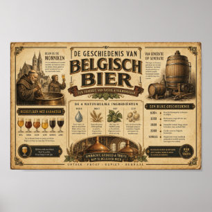 Kunstposter met Vintage Belgisch Biererfgoed Poster