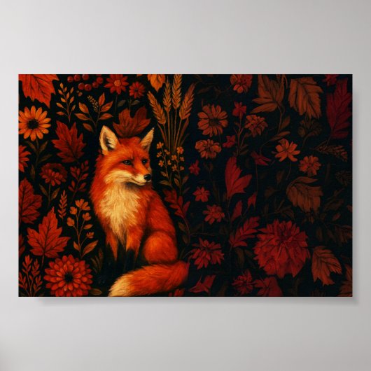 Kunstposter met vintage herfstvos poster (Voorkant)