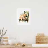 Kunstposter Oranje Tabbykat Print (Keuken)