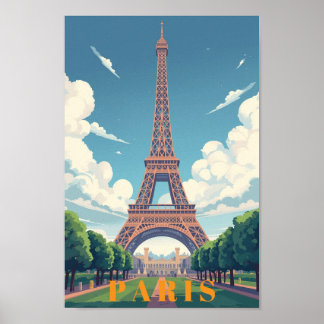 Kunstposter van Parijs aan de muur Poster