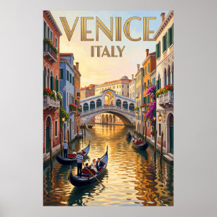 Kunstposter Venetië vintage reisposter aan de muur Poster