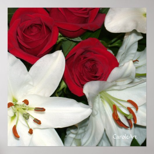 KunstPoster "White Lilies Red Roses" Poster (Voorkant)