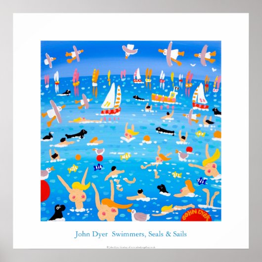 KunstPoster: zwemmers, zeehonden en zeilen. Poster (Voorkant)