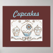 Kunstposterprint Blauwe Cupcake Poster (Voorkant)